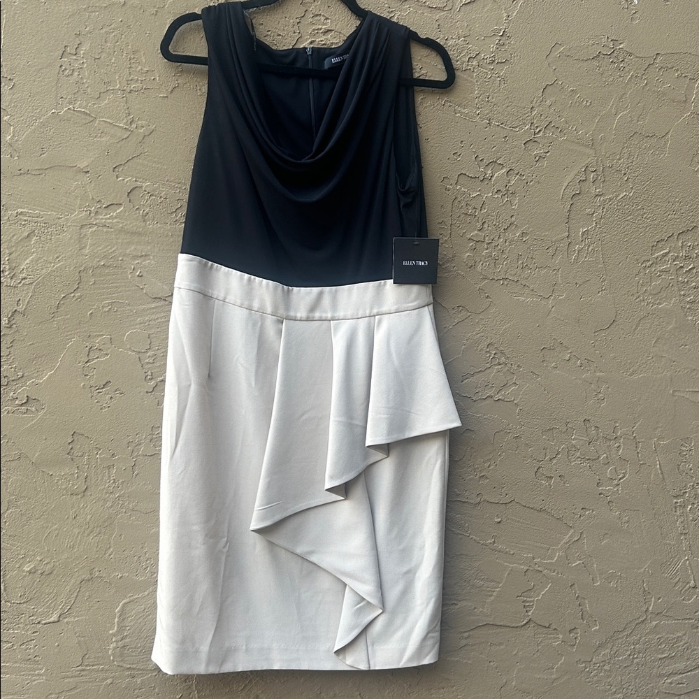 🎉HOST PICK🎉 Ellen Tracy Two-Tone Draped Sheath Dress - Picture 1 of 7